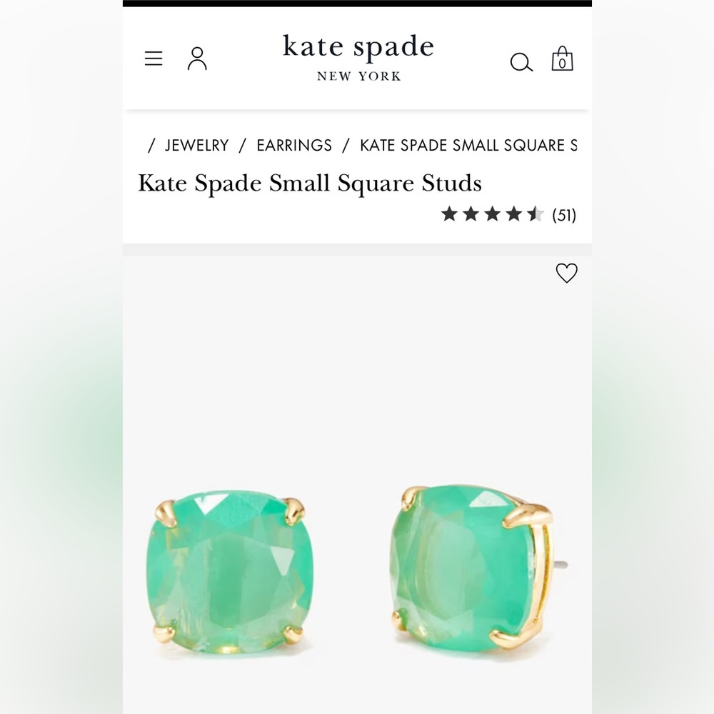 kate spade Green and Gold Square Stud Earrings